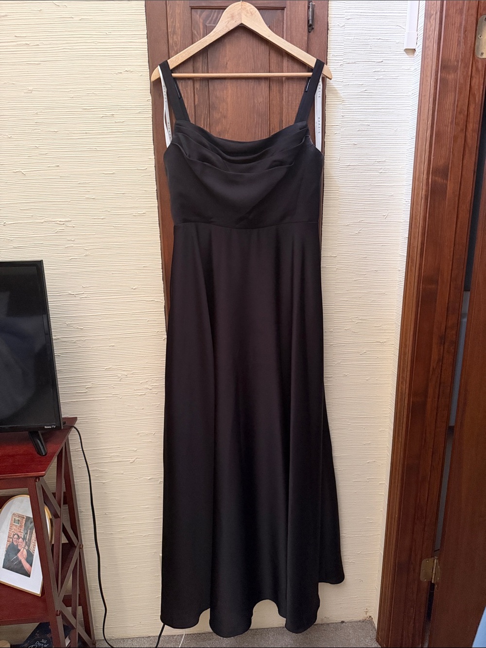 Azazie Black Maxi Dress with Draped Bodice